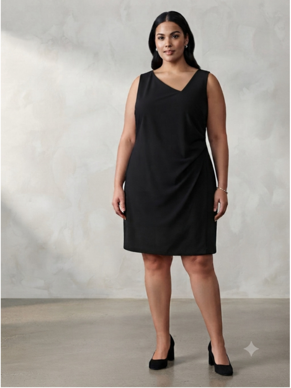 Lane Bryant sleeveless little black dress asymmetrical neckline midi size 16W